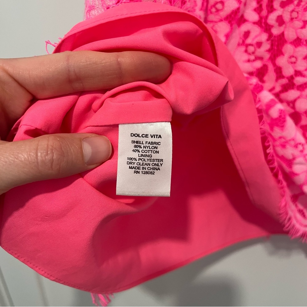 DV by Dolce Vita Hot Pink Floral Lace Mini Dress sz XS - Picture 2 of 6